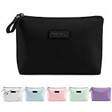 Cosmetic Bags for Women Small Makeup Bag for Purse Pu Leather Makeup Pouch Travel Makeup Bag with Zipper Make Up Bag for Travelling (Black)