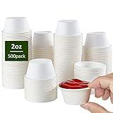 Vplus 500 Pack 2 OZ Disposable Souffle Cups, 100% Compostable Portion Cups, Made From Bagasse Fibe, Perfect For Dips, Food Sample, Jams, Honey, Sauces, Nuts