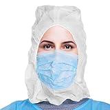 EZGOODZ White Disposable Hood Caps One Size. Pack of 1000 Disposable Bouffant Hoods. 18 GSM Polypropylene Disposable Hoods with Elastic Band. Well-Ventilated Protective Caps Hoods Hairnets Unisex