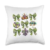 Mardi Gras Bow Flair Festival Vibes Bow Tie Party Design Throw Pillow