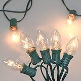 Vintage C9 Christmas Lights Outdoor, 26Ft String Lights with 26 Clear Bulbs, Waterproof Christmas Tree Light for Outdoor Indoor Xmas Roofline Backyard Garden Patio Home Holiday Decor, Green Wire