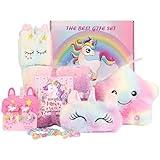 FIIOEOY Unicorn Gifts for Girls Age 3 4 5 6 7 8 Years Old, Unicorn Toys for Girls with Glow in The Dark Blanket Light Up Star Pillow Eye Mask Crossbody Bag, Birthday Gifts for Daughter Niece