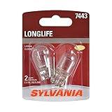 SYLVANIA - 7443 Long Life Miniature - Bulb, Ideal for Daytime Running Lights (DRL) and Back-Up/Reverse Lights (Contains 2 Bulbs)