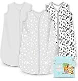 Cute Castle Baby Sleep Sack 0-6 Months - Lightweight 100% Cotton 2-Way Zipper TOG 0.5 Infant Wearable Blanket, Newborn Essentials Toddler Sleep Clothes, 3 Pack(Gray, Letters, Stars)