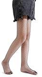 Pareberry Girl's Wide Fishnet Stockings Children's High Waist Mesh Tights for Age 5-14 (US, Age, 5 Years, 8 Years, A02-Black(Small Hole))