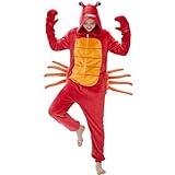 WEQJC Adult Onesie Pajamas Unisex Slim Fit Halloween Cosplay Costume One Piece Sleepwear (Large,Red Crab)