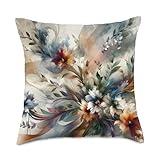 Creative Expressions By Artful Minds Abstract Floral Watercolor Tapestry Modern Expressionism Throw Pillow, 18x18, Multicolor