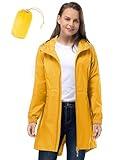 33,000ft Women's Waterproof Long Rain Coats Packable Rain Jacket with Hood Trench Coats Windbreaker