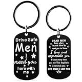 Stocking Stuffers for Men, Drive Safe Keychain, Christmas Gifts for Men Keychain, Father's Day Gifts for Husband from Wife, Birthday Anniversary Retirement Valentines Day Presents for Him Husband