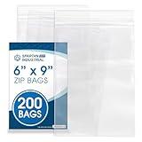 Spartan Industrial - 6” X 9” (200 Count) Quart Clear Reclosable Zip Plastic Poly Bags with Resealable Lock Seal Zipper - 2 Mil