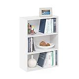 Furinno PASIR Book Shelf, 3-Tier Bookshelf, Bookcase, 9.7" x 23.7" x 31.5", for Living Room, Bedroom, Home Office, Plain White