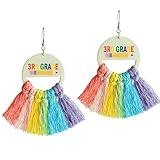 Funny Teacher Student Dangle Earrings First Day of School Earrings with Colorful Tassel Back to School Earrings for Women Teacher Appreciation Jewelry-3rd Grade