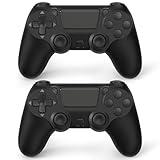 FASIGO 2 Pack Wireless Controller for PS4 Slim/Pro, 20hs Rechargeable Controller with Dual Vibration, Ergonomic Grip, Compatible with playstation 4 (Black)