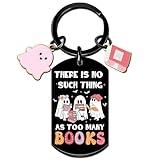 Book Keychain Books Themed gifts Book Accessories for Reading Lovers BookClub Gifts for Readers BooKish Ghost Keychain Halloween Christmas Birthday Gifts for Books Lovers Boo Basket Stuffers for Kids
