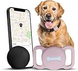 Romansei Smart Pet Tracker, Dog Tracker with Collar Holder, Smart Tag for Seamless Location Tracking, Work with Find My, Not GPS Tracker (Pink)