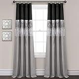 Lush Decor Night Sky 100% Blackout Window Curtain Panel Single 42"W x 84"L, Black & Gray - Blackout Curtains For Bedroom - Sequin Curtains - Glam Decor