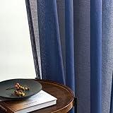 MYSTIC-HOME Navy Blue Sheer Curtains 84 Inch Length 2 Panels Set, Rod Pocket Sheer Drapes for Living Room, Bedroom, 52"x84", Semi Crinkle Voile Window Treatments for Yard, Patio, Villa, Parlor.