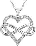 JES & JANI Infinity Heart Necklace for Women, Love Heart Pendant with Cubic Zirconia and Infinity Necklace, 925 Sterling Silver Heart Necklace for Girlfriend