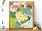 Middle East CIA Map - Iraq Iran Israel Political 2003 Wall Poster - Palestine, Gaza Strip, West Bank, Lebanon, Iran, Iraq - War in Israel and Gaza Home Schooling Classroom Unframed (11"x13")