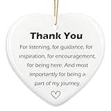 Thank You for Listening - Ceramic Heart Thank You Gift, Ceramic Ornament Keepsake Sign, Sentimental Appreciation Gifts For Best Friend | Mentor | Family | Female
