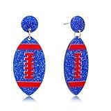 ecozran Football Game Day Earrings for Women Hypoallergenic Dangle Drop Stud Sports Fan Jewelry Football Season Tailgating Gameday Gifts Party Accessories(Blue Red-2)