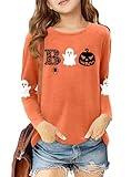 LAZYCHILD Boys Girls Halloween Shirt for Kids Pumpkin Ghost Graphic T-Shirt Boo Tops 5-14 Years