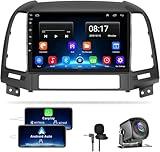 for Hyundai Santa Fe Radio 2006-2012, 4+64 Stereo with Wireless Carplay&Android, 9 Inch HD Touchscreen Support GPS/WiFi/Bluetooth5.2/FM Radio/Backup Camera+MIC/SWC
