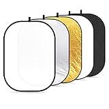 NEEWER 59"x79"/150x200cm Light Reflectors for Photography, Portable 5 in 1 Collapsible Multi Disc with Bag - Translucent, Silver, Gold, Black, White Diffuser for Studio and Outdoor Lighting