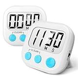 2 Pack Digital Kitchen Timer for Cooking Big Digits Loud Alarm Magnetic Backing Stand Cooking Timers for Baking White