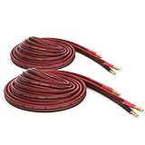Micca 14 Gauge Pure Copper Speaker Cables, 6.6 Feet (2 Meters), 2 Pack Pair, Gold Plated Banana Plugs Connectors, Soldered Construction, Slim Design, 245 Strands, for Stereo or Home Theater