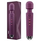 bed geek Handheld Cordless Personal Wand Massager – Waterproof, USB Rechargeable, 20 Vibration Patterns, 8 Speeds, Memory Feature, Skin-Soft Silicone for Ultimate Relaxation Tool (Purple)