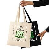 Custom Tote Bags with Logo | Pack of 10/25/50/100/250 | Bulk Tote Bags for Small Business |%100 Canvas Reusable Bags for Promotional Items