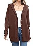 TASAMO Women Knit Cardigan Sweater Long Sleeve Soft Button up Cardigan Sweater Coat for Fall and Winter Coffee