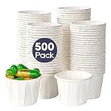LITOPAK 500 Pack 0.75 oz Disposable Paper Souffle Medicine Cups, 3/4 oz Sample Cups for Tasting Pills, Food Dessert Services, and Condiments
