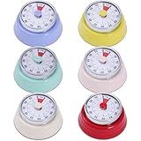 Weewooday 6 Pcs Multicolor Kitchen Timer Elegant Stainless Steel Vintage Kitchen Timer with Magnetic Attachment 60 Minute Visual Countdown Loud Alarm for Cooking Office Tasks Study Games