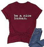 BABEGO Womens Cute Funny T-Shirts Graphic Tees Short Sleeve Wine Red Medium