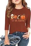 3/4 Sleeve Shirt for Girls Fall Winter Halloween Thanksgiving Pumpkin Ghost Tunic Tops Blouse 5-14 Years Boys(M, Halloween-6)