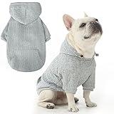 EXPAWLORER Textured Cable Knit Basic Dog Hoodie, Elevated Style Dog Sweater with Leash Hole and Pocket, Soft and Warm Pet Winter Coat, Cold Weather Clothes for Small Medium Large Dogs,Grey M