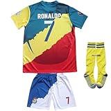 LeenBD Madrid Manchester Al NASSR #7 Kids Soccer Jersey Shirts Football Futbol Socks Set Youth Sizes (Mix, 30 (12-13 Years Old))