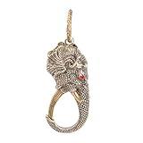 kcrygogo Vintage White Copper Elephant Keychain – Movable Jaw Design, Southeast Asian Style, Lucky Charm, Thailand India Travel Souvenir, Business Gift for Men