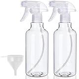 Plastic Spray Bottles, 2-Pack, 16.9 Oz, Mist & Stream, Heavy Duty Spraying, Empty Water Spray Bottle for Cleaning Solutions, Essential Oils, Hair, Plants, BBQ, Cat Dog Behavior Correction (Clear)