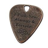 JUPPE Music Gifts For Him Her, Bronze I Pick You Always And Forever Guitar Pick Plectrum Anniversary Birthday Gifts For Boyfriend Husband Couples (Always and Forever)