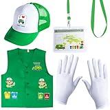Yewong Kids Waste Management Garbage Truck Costume Accessories Recycle Trash Vest Tucker Hat Gloves ID Card for Career Day