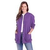 CATALOG CLASSICS Womens Fleece Jacket Snap Front Cardigan Sweatshirt for Women, 3X, Purple