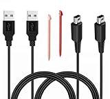 BATSOEASY 2 Pcs 3.9ft USB Charger Cable Compatible with 3DS/ 2DS, Play and Charge Charging Cord Compatible with 3DS/ 2DS/ DSi with 2 Stylus