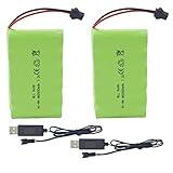 Fytoo 2PCS 7.2V 2800mah AA Rechargeable Battery with SM-2P Plug with USB Charging Cable for Huina 1550 550 RC Excavator Car Truck Engineering Car TR-211 RC Toy Battery