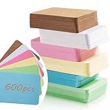 Primbeeks 600pcs Premium Blank Business Cards, 6 Colors 3.5" x 2.2" Small Blank Kraft Cards, Cardstock Small Note Plain Business, Learning and Message Gift Card