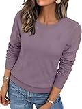 LILLUSORY Womens Sweaters Fall Fashion 2025 Lightweight Long Sleeve Knit Pullover Casual Trendy Tops Winter Clothes Grey Purple M