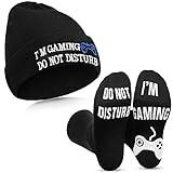 Do Not Disturb Gaming Socks Novelty Gamer Hat Funny Unisex Socks Cap for Kid Teen Men Women Game Lovers (White Printing)