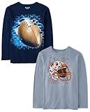 The Children's Place,Boys,Sports Long Sleeve Graphic T-Shirts,Multipacks,Football/Football Helmet 2-Pack,Large